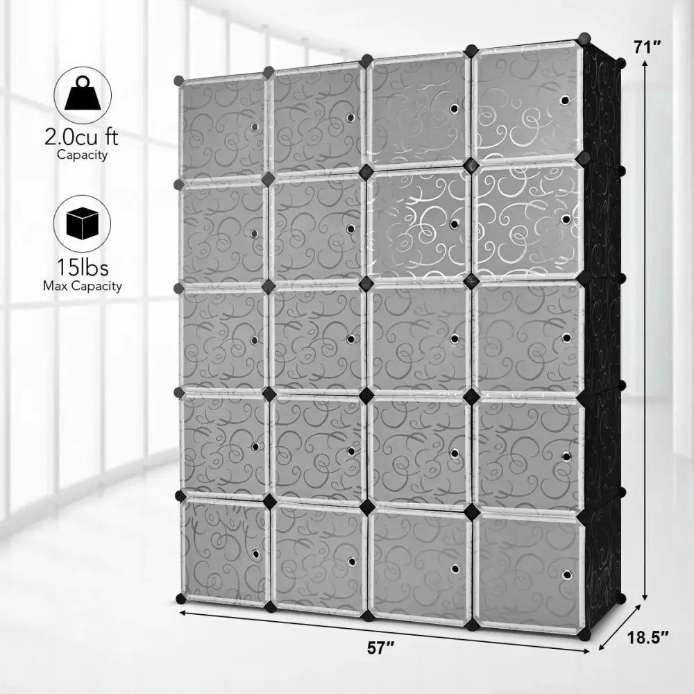 20-Cube DIY Plastic Cube Storage Organizer with Doors Costway