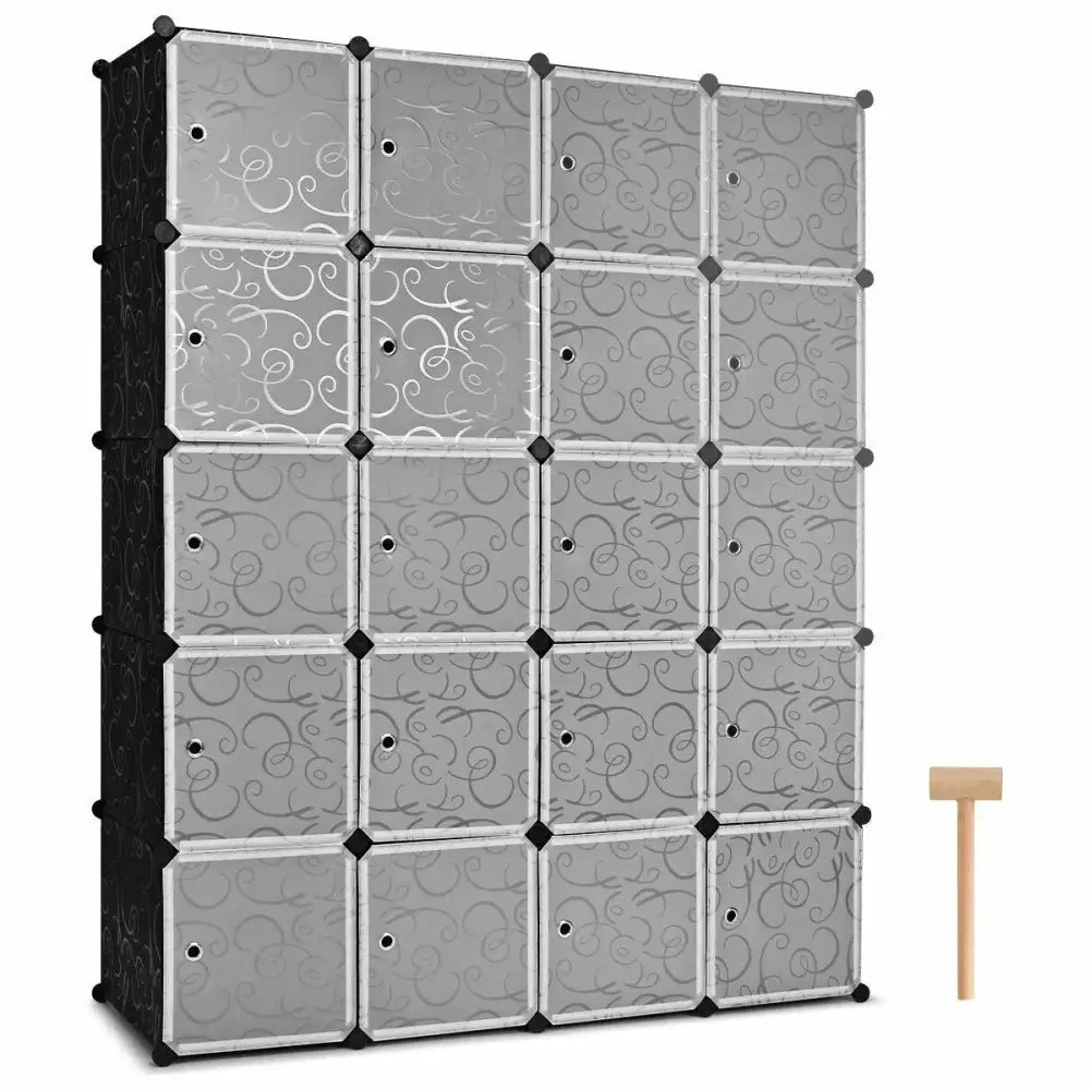 20-Cube DIY Plastic Cube Storage Organizer with Doors Costway