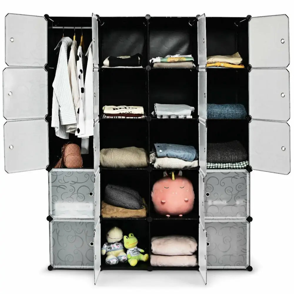 20-Cube DIY Plastic Cube Storage Organizer with Doors Costway