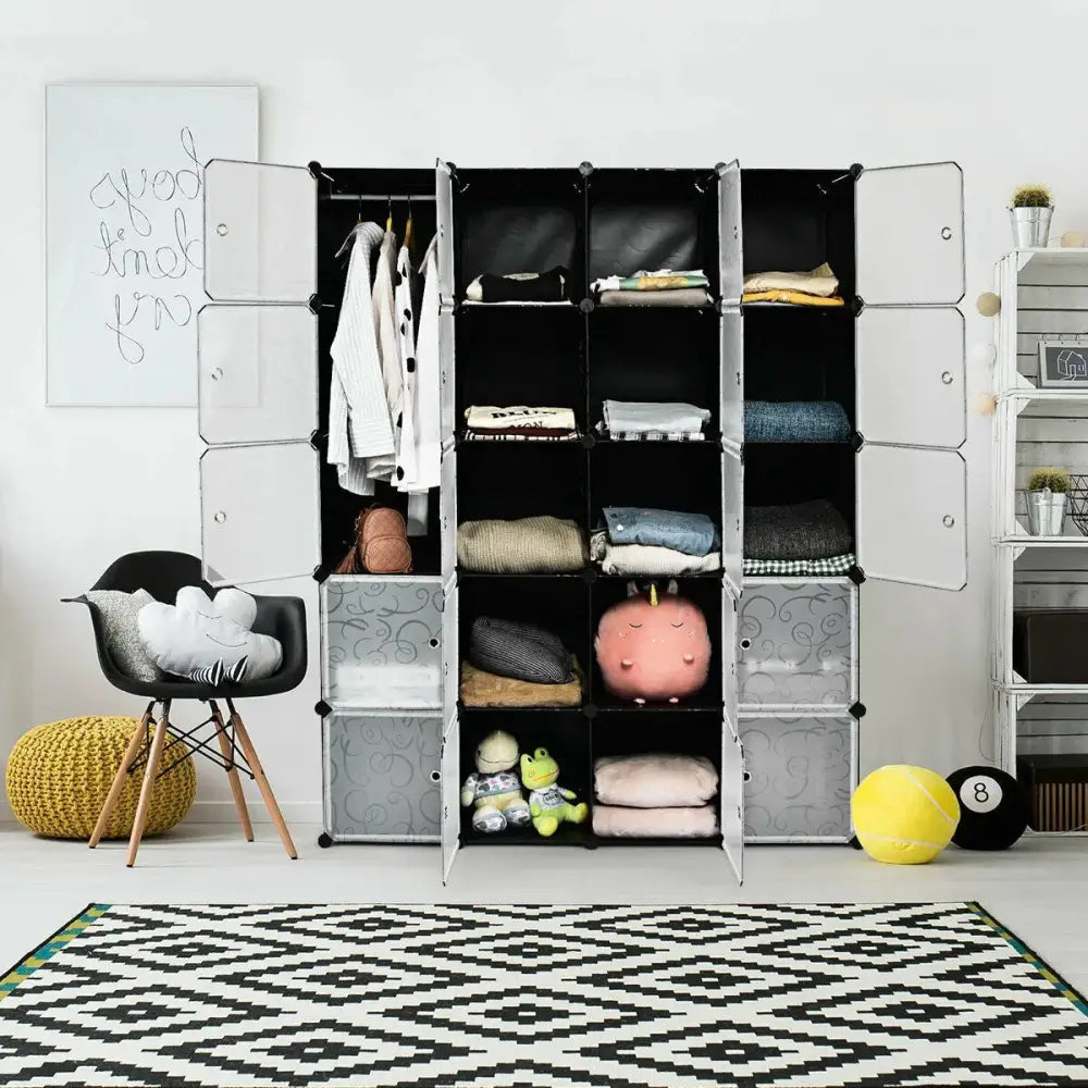 20-Cube DIY Plastic Cube Storage Organizer with Doors Costway