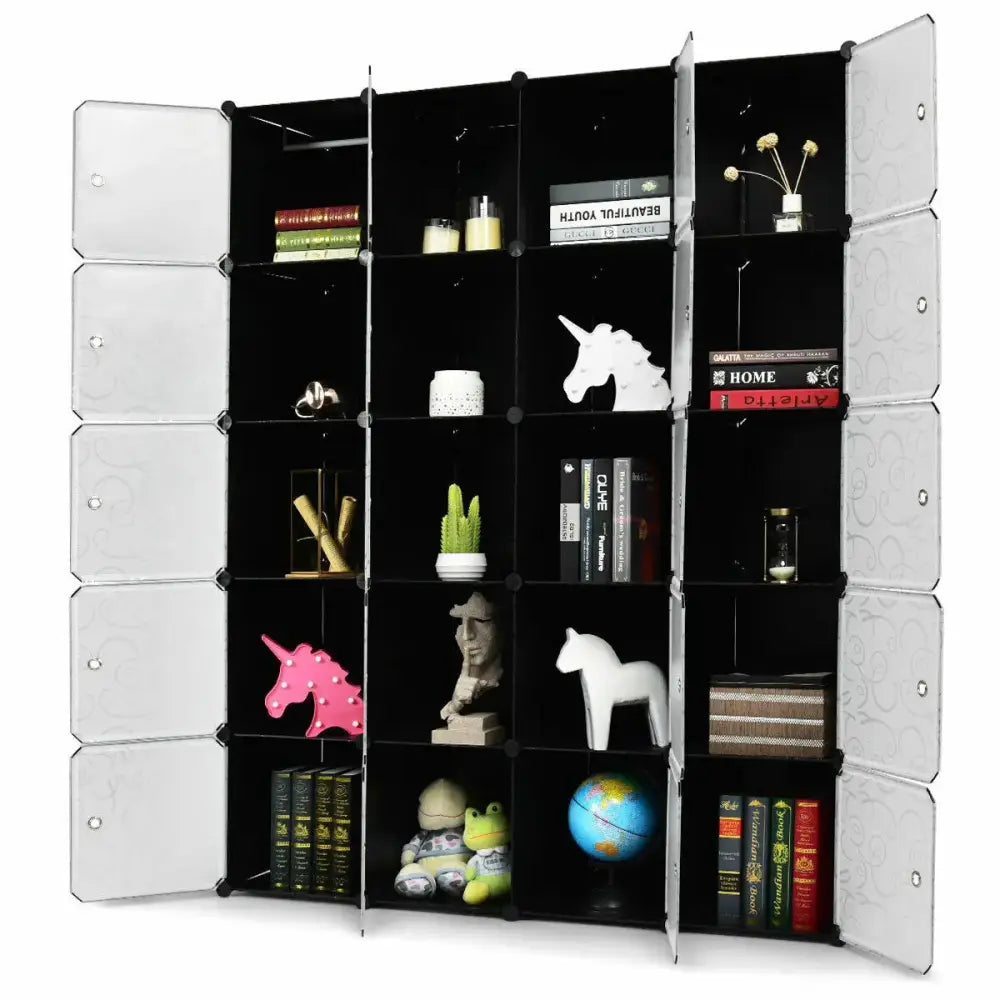 20-Cube DIY Plastic Cube Storage Organizer with Doors Costway