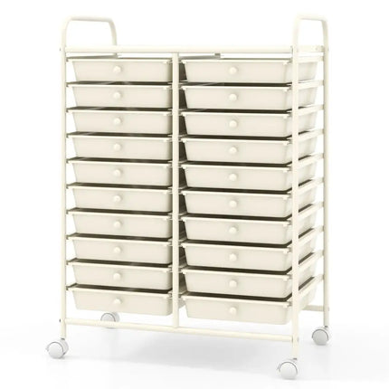 20 Drawers Rolling Storage Cart Studio Organizer-Beige Costway