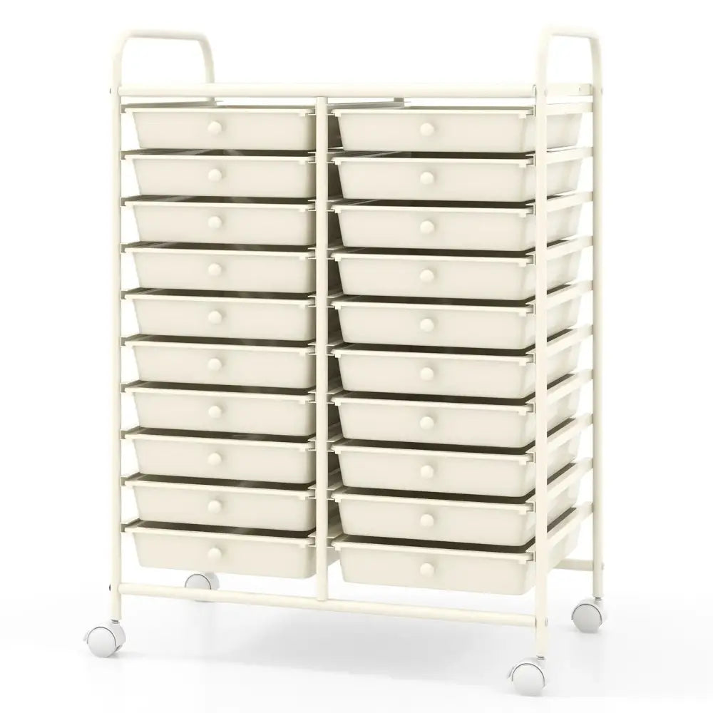 20 Drawers Rolling Storage Cart Studio Organizer-Beige Costway