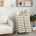 20 Drawers Rolling Storage Cart Studio Organizer-Beige Costway