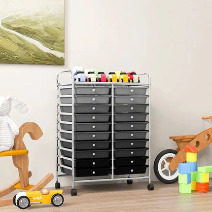 20 Drawers Rolling Storage Cart Studio Organizer-Black & Gray Costway
