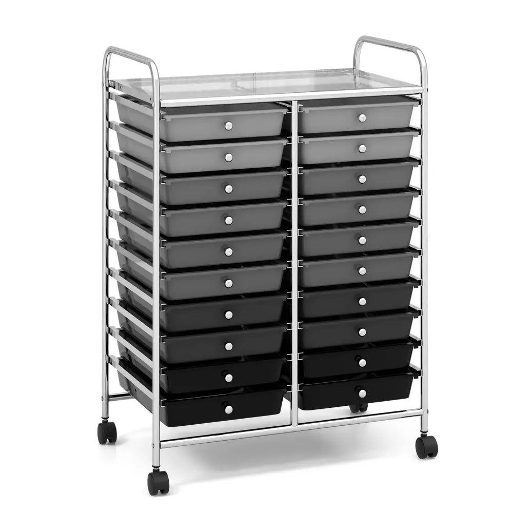 20 Drawers Rolling Storage Cart Studio Organizer-Black & Gray Costway
