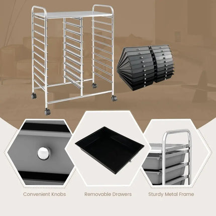 20 Drawers Rolling Storage Cart Studio Organizer-Black & Gray Costway