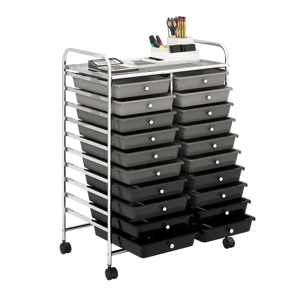 20 Drawers Rolling Storage Cart Studio Organizer-Black & Gray Costway