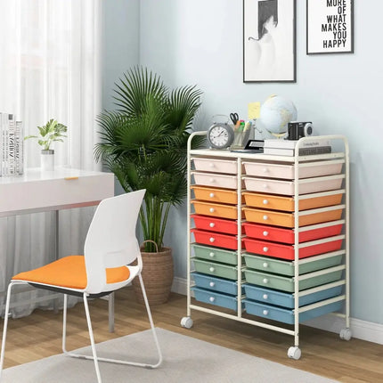20 Drawers Rolling Storage Cart Studio Organizer-Deep Multicolor Costway