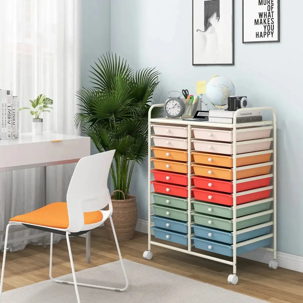 20 Drawers Rolling Storage Cart Studio Organizer-Deep Multicolor Costway