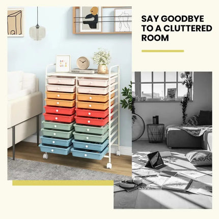 20 Drawers Rolling Storage Cart Studio Organizer-Deep Multicolor Costway