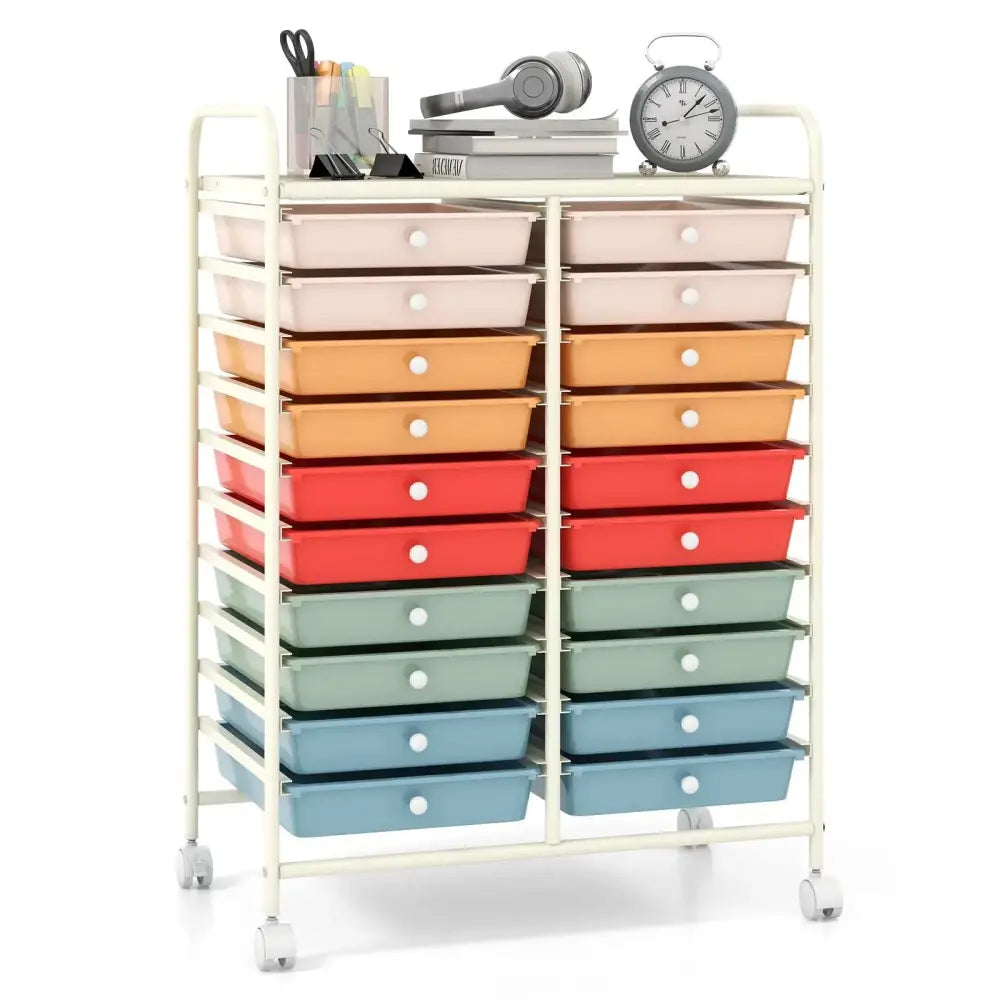20 Drawers Rolling Storage Cart Studio Organizer-Deep Multicolor Costway