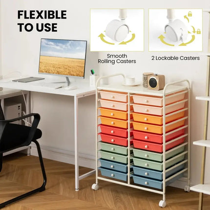 20 Drawers Rolling Storage Cart Studio Organizer-Deep Multicolor Costway