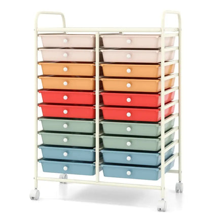 20 Drawers Rolling Storage Cart Studio Organizer-Deep Multicolor Costway