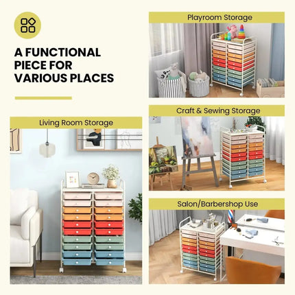 20 Drawers Rolling Storage Cart Studio Organizer-Deep Multicolor Costway