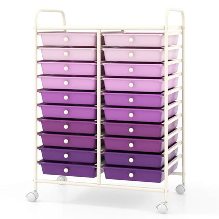 20 Drawers Rolling Storage Cart Studio Organizer-Purple Costway