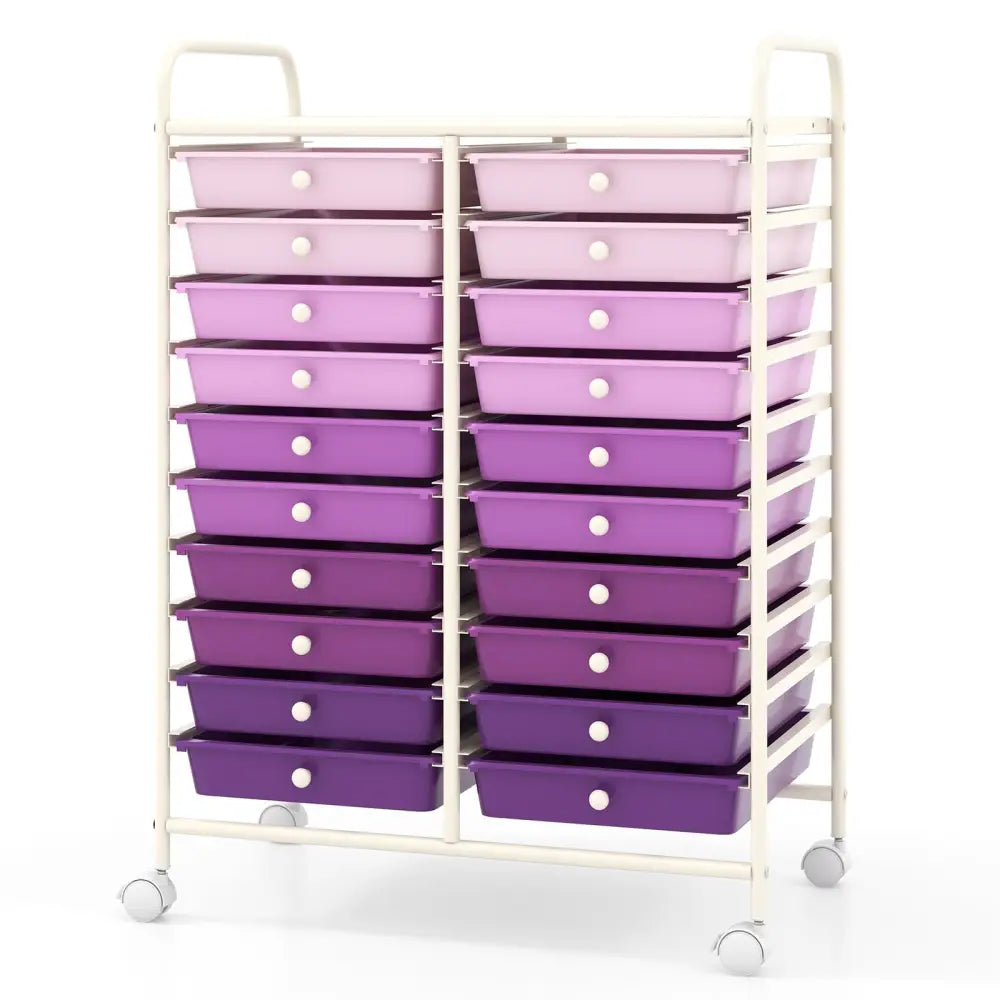 20 Drawers Rolling Storage Cart Studio Organizer-Purple Costway