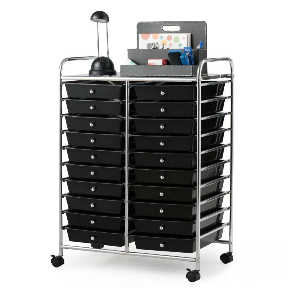 20 Drawers Storage Rolling Cart Studio Organizer-Black Costway