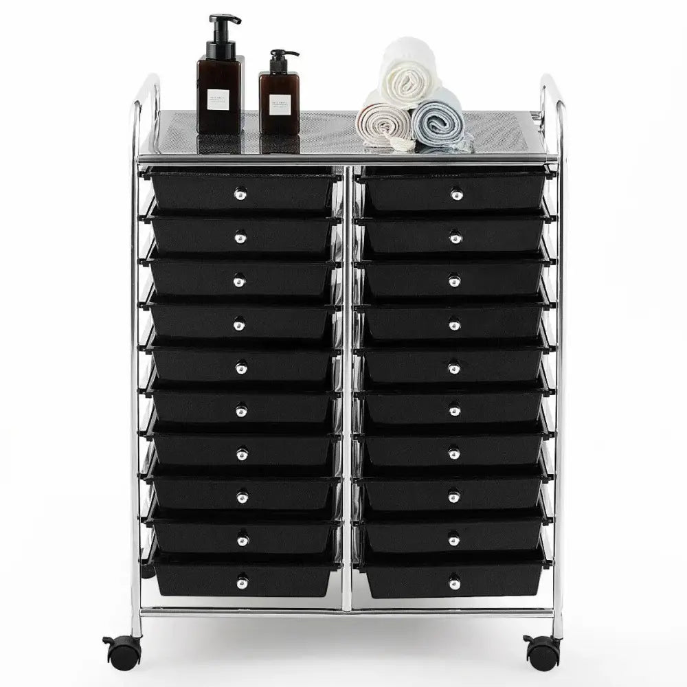 20 Drawers Storage Rolling Cart Studio Organizer-Black Costway