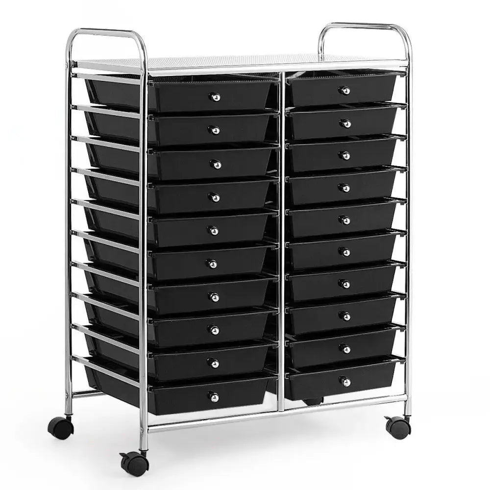 20 Drawers Storage Rolling Cart Studio Organizer-Black Costway