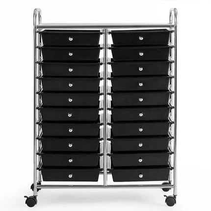 20 Drawers Storage Rolling Cart Studio Organizer-Black Costway