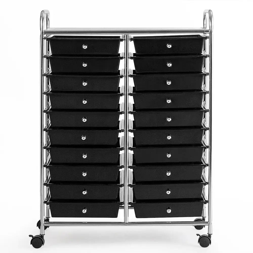 20 Drawers Storage Rolling Cart Studio Organizer-Black Costway