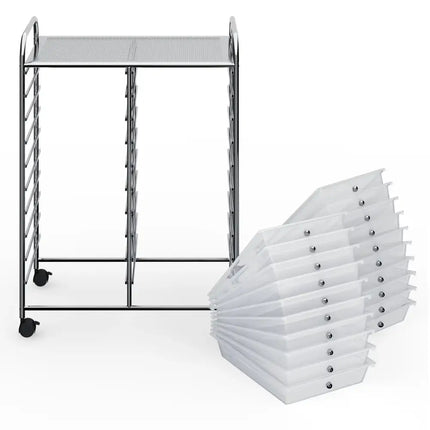 20 Drawers Storage Rolling Cart Studio Organizer-Clear Costway