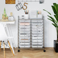20 Drawers Storage Rolling Cart Studio Organizer-Clear Costway