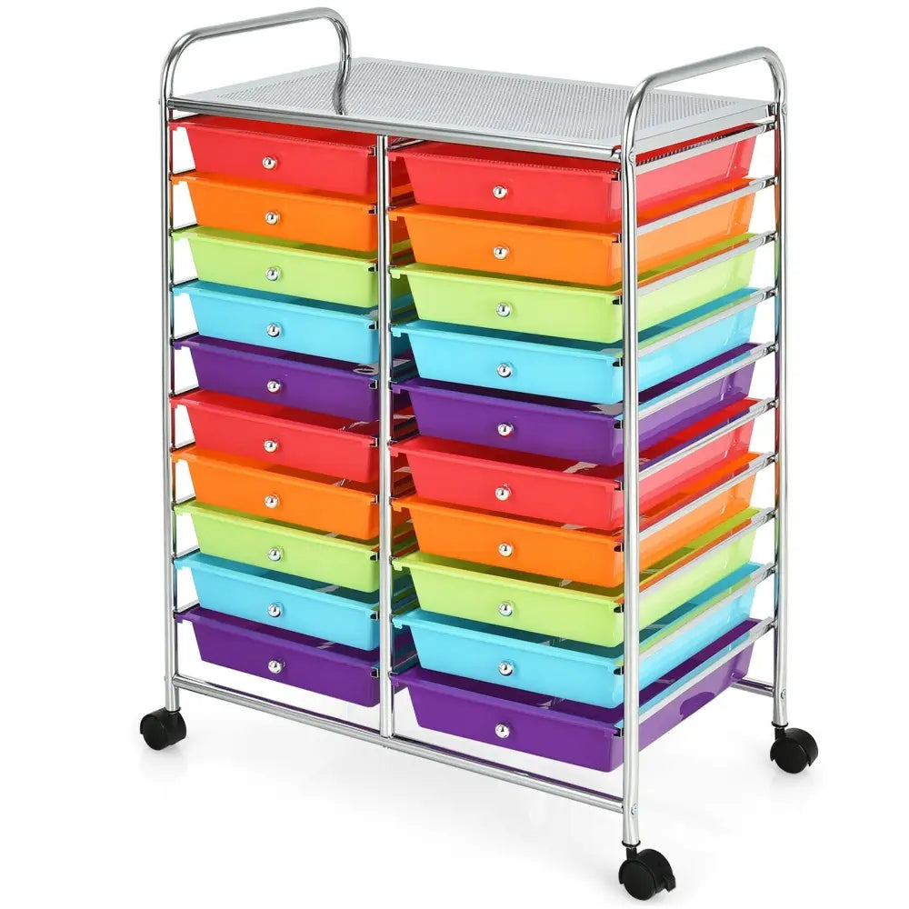 20 Drawers Storage Rolling Cart Studio Organizer-Multicolor - Multicolor - File Cabinets