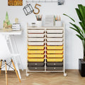 20 Drawers Storage Rolling Cart Studio Organizer-Yellow Costway