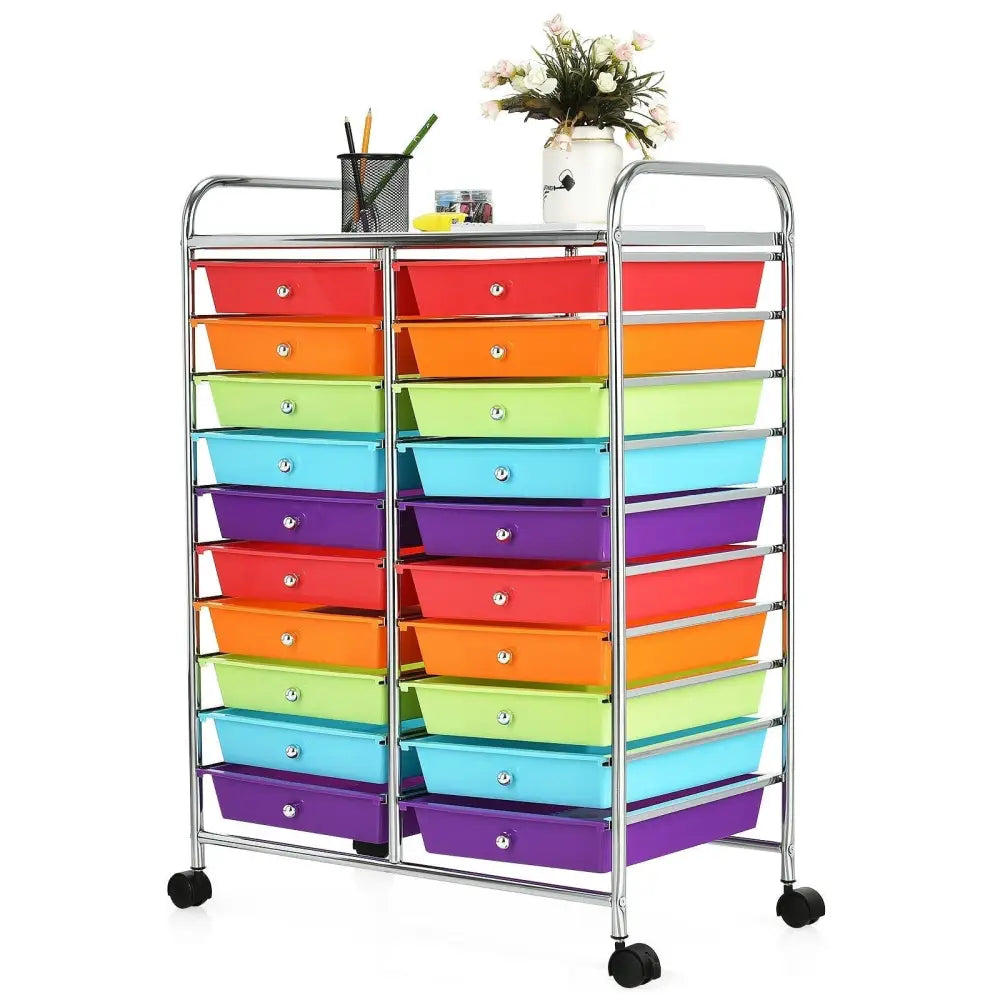 20 Drawers Storage Rolling Cart Studio OrganizerMulticolor - Oasis Home Essentials