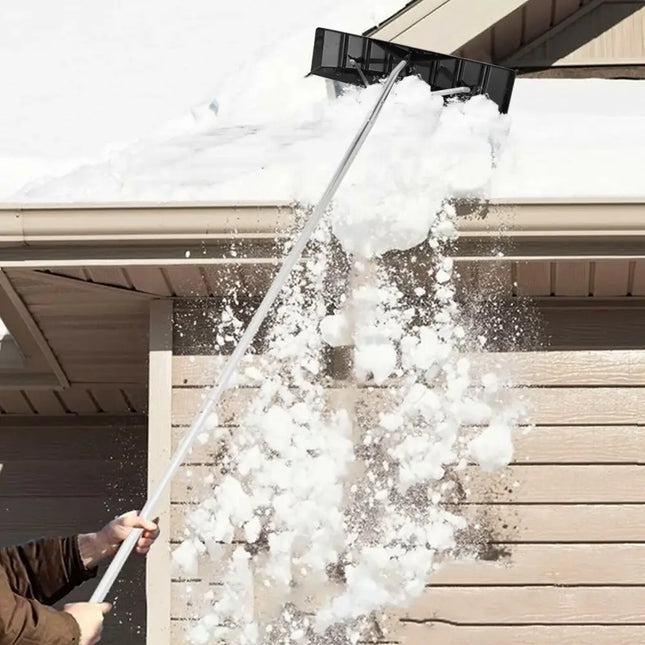 20 Feet Extendable Aluminum Snow Roof Rake with Anti-slip Handle - Black - Snow Removal