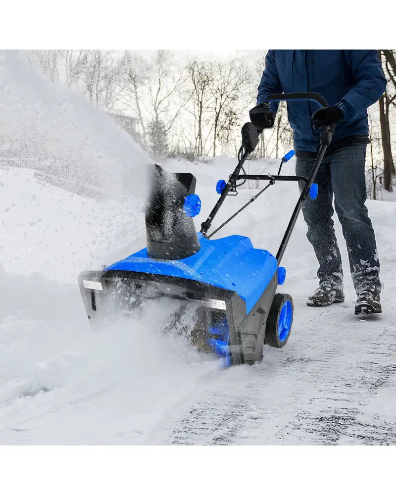 20 Inch 120V 15Amp Electric Snow Thrower with 180° Rotatable Chute-Blue - Blue - Snow Removal