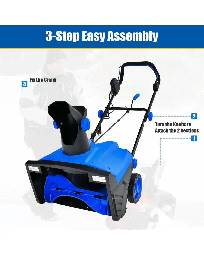 20 Inch 120V 15Amp Electric Snow Thrower with 180° Rotatable Chute-Blue - Blue - Snow Removal