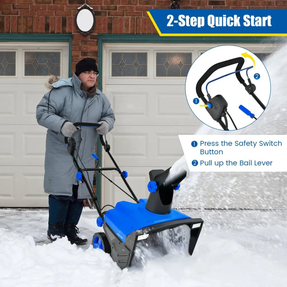 20 Inch 120V 15Amp Electric Snow Thrower with 180Â° Rotatable Chute-Blue - Blue - Snow Removal