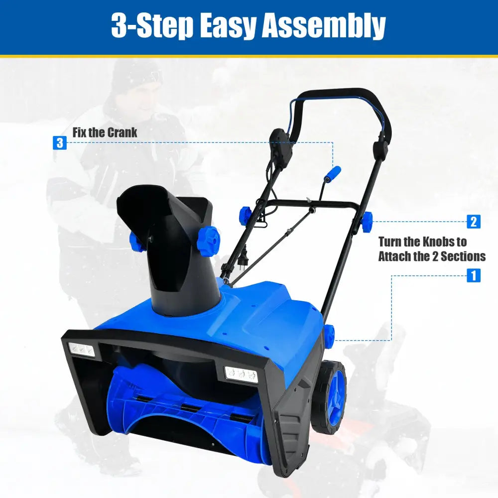 20 Inch 120V 15Amp Electric Snow Thrower with 180Â° Rotatable Chute-Blue - Blue - Snow Removal