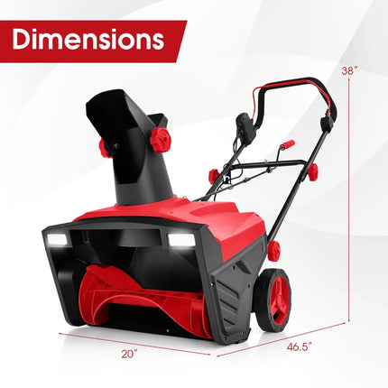 20 Inch 120V 15Amp Electric Snow Thrower with 180Â° Rotatable Chute-Red - Red - Snow Removal