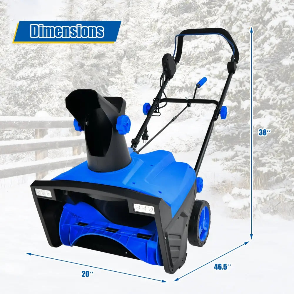 20 Inch 120V 15Amp Electric Snow Thrower with 180Â° Rotatable Chute-Blue - Blue - Snow Removal