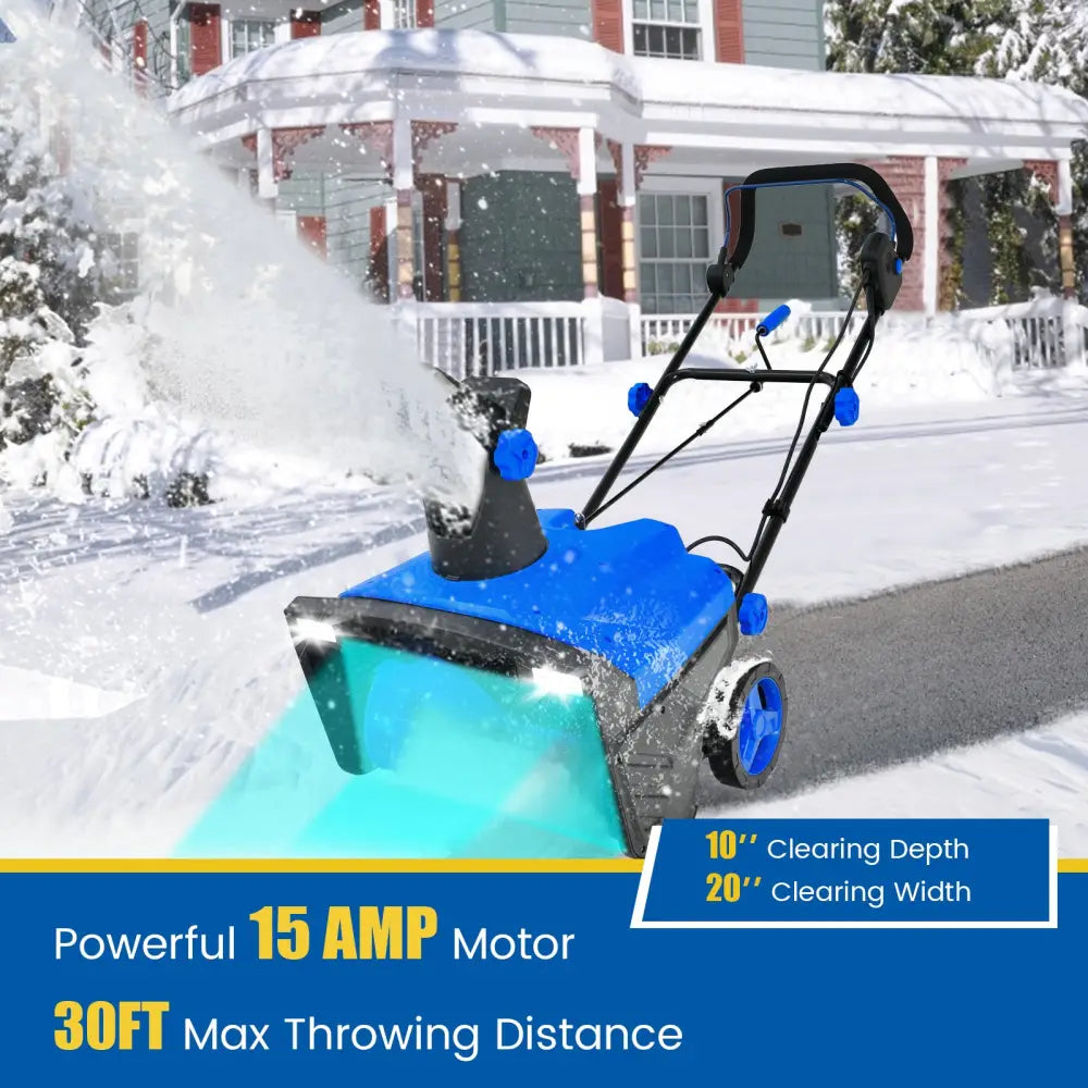 20 Inch 120V 15Amp Electric Snow Thrower with 180Â° Rotatable Chute-Blue - Blue - Snow Removal
