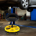 20 Inch-25 Inch Height Adjustable Rolling Garage Stool with Tool Tray Storage-Yellow - Yellow - Garages