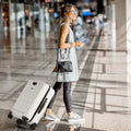 20 Inch Carry-on Luggage PC Hardside Suitcase TSA Lock with Front Pocket and USB Port-White - White - Camping