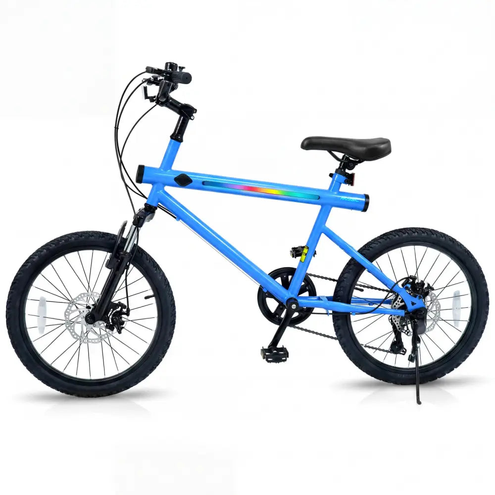 20 Inch Commuter Bicycle LED-lit with 6-Speed Shimano Twist Shifting and Stereo Speakers-Blue - Blue - Kids Bike