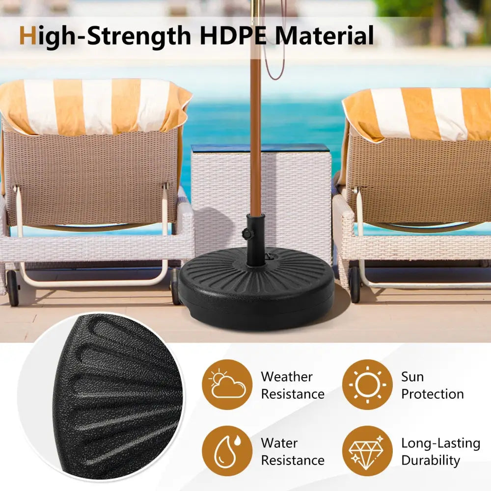 20 Inch Fillable Heavy-Duty Round Umbrella Base Stand - Black - Outdoor Umbrella Bases