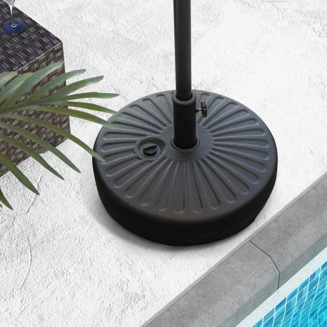 20 Inch Fillable Heavy-Duty Round Umbrella Base Stand - Black - Outdoor Umbrella Bases