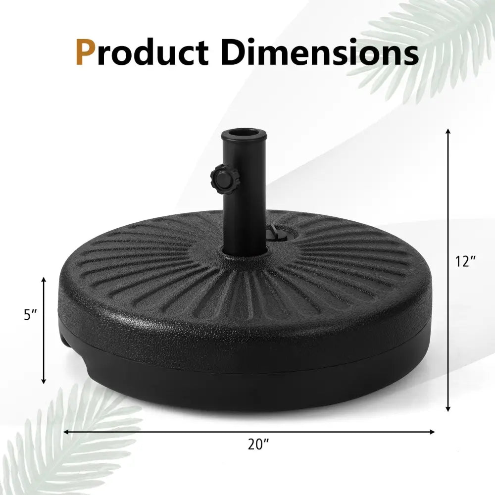 20 Inch Fillable Heavy-Duty Round Umbrella Base Stand - Black - Outdoor Umbrella Bases