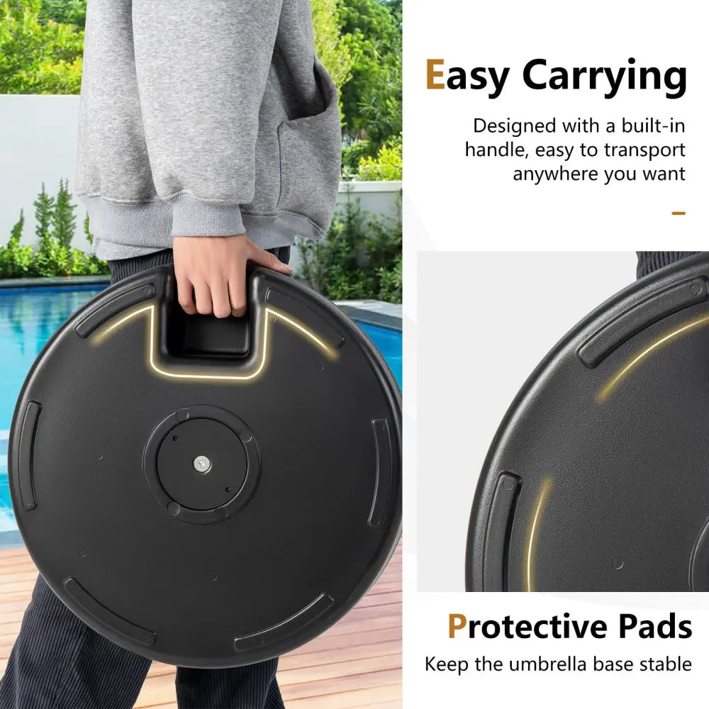 20 Inch Fillable Heavy-Duty Round Umbrella Base Stand - Black - Outdoor Umbrella Bases