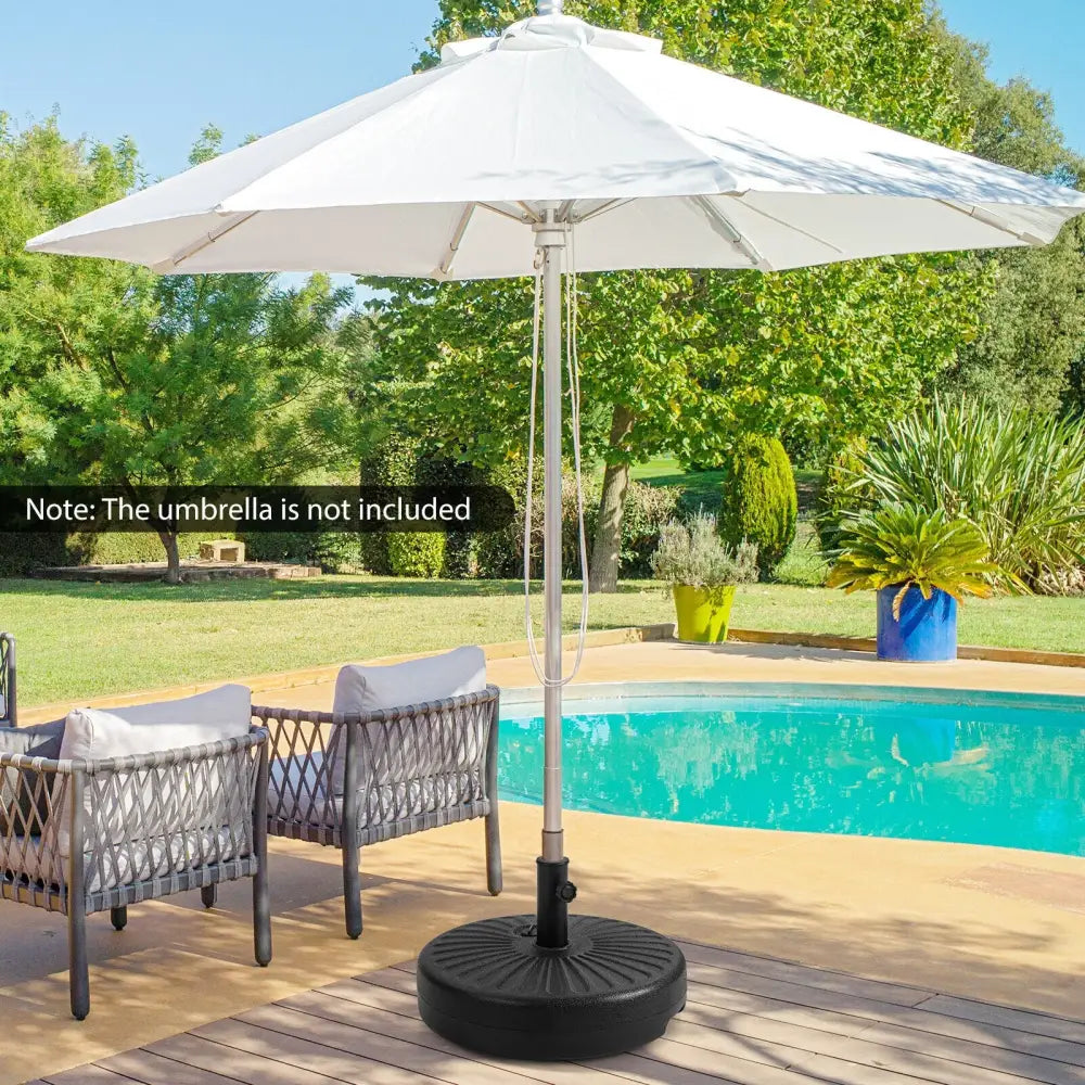20 Inch Fillable Heavy-Duty Round Umbrella Base Stand - Black - Outdoor Umbrella Bases