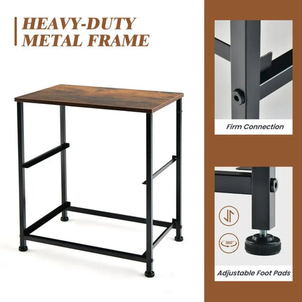 20 Inch Height Industrial Nightstand with 2 Pull-out Fabric Drawers-Rustic Brown Costway