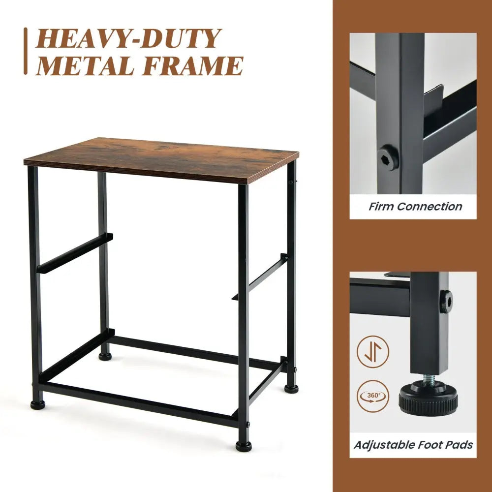 20 Inch Height Industrial Nightstand with 2 Pull-out Fabric Drawers-Rustic Brown Costway