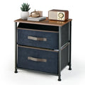 20 Inch Height Industrial Nightstand with 2 Pull-out Fabric Drawers-Rustic Brown Costway